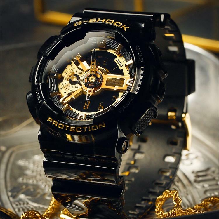 G Schok GA-110 Gouden Horloge Voor Mannen 20bar Waterdicht Sporthorloge Automatische Led Verhoogde Hand Licht Up Wekker Datum Stopwatch