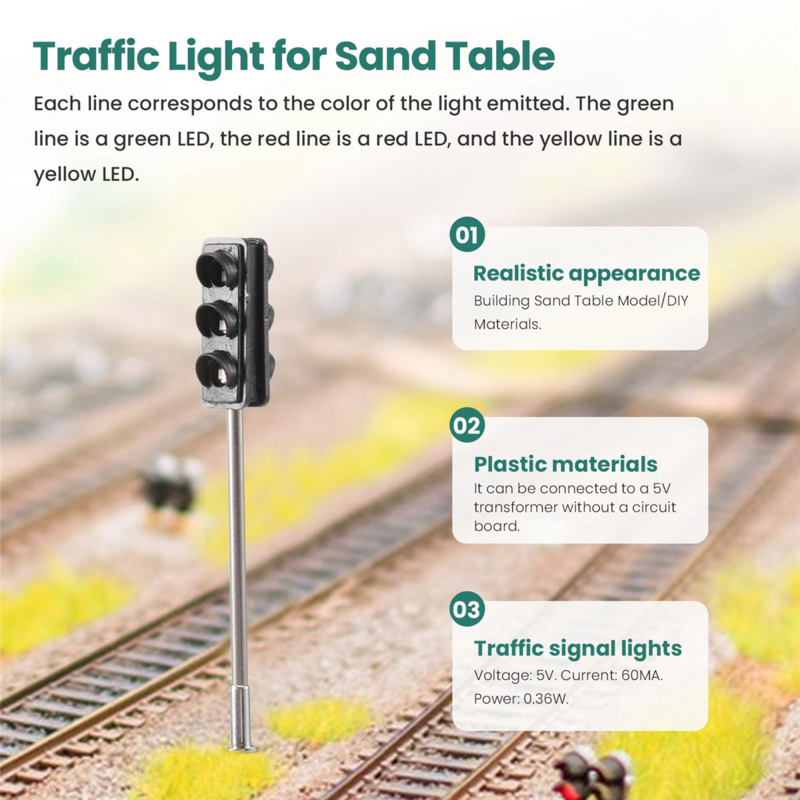 ไฟจราจรมี3สี6Led โมเดล HO OO สำหรับทำโต๊ะทรายแบบทำมือข้ามถนนทางรถไฟสองด้าน