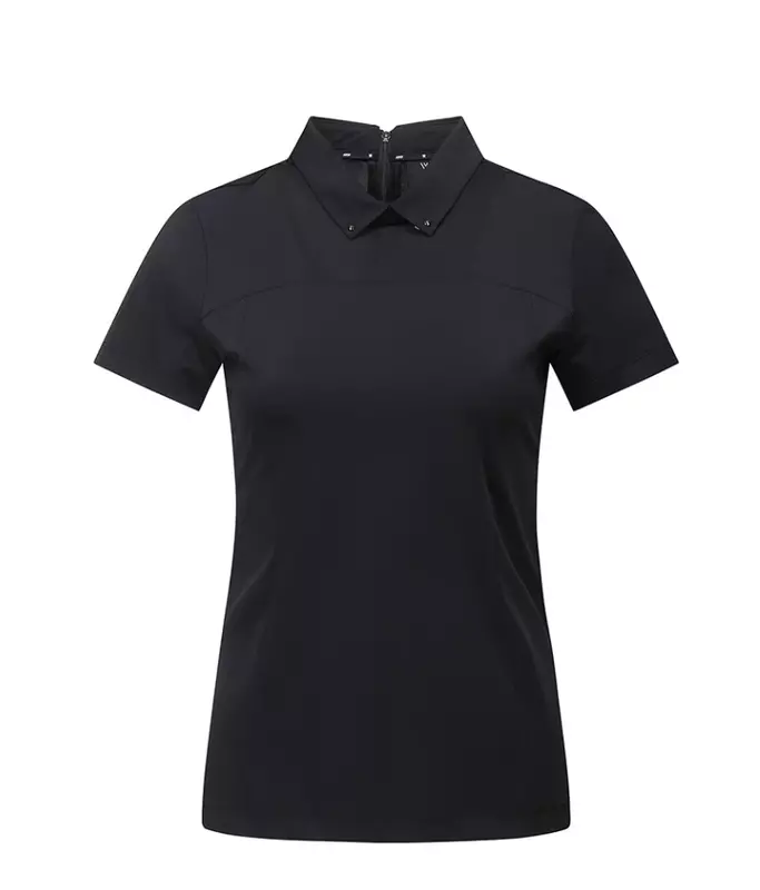 Korean Spring/Summer Golf Women's Fast Drying Slim Fit Black Short Sleeve A-line Anti Glare Short Skirt Trouser Set