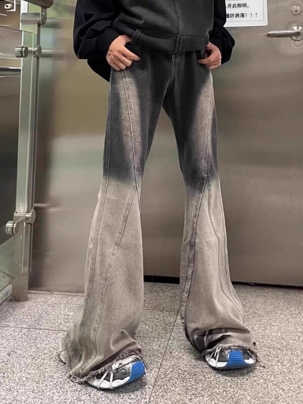 Jeans Männer Frühling bequeme Hose mit weitem Bein beliebt jugendliche Farbverlauf Farbe europäischen Stil Schuljungen einfache zarte Hip-Hop