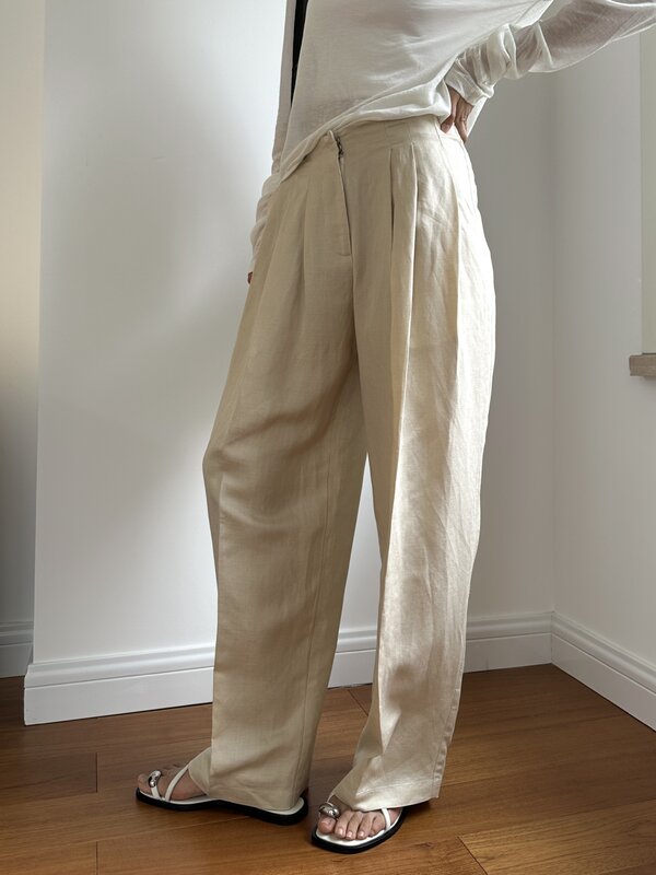 Pantalones de pierna ancha sueltos de cintura alta para mujer, pantalones casuales de primavera y verano, color sólido