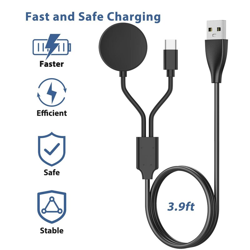 Chargeur USB C pour Samsung Galaxy Watch 4 6 Classic, câble de charge pour Samsung Galaxy Watch 3 4 5 6, 43mm, 47mm, 46mm, 42mm