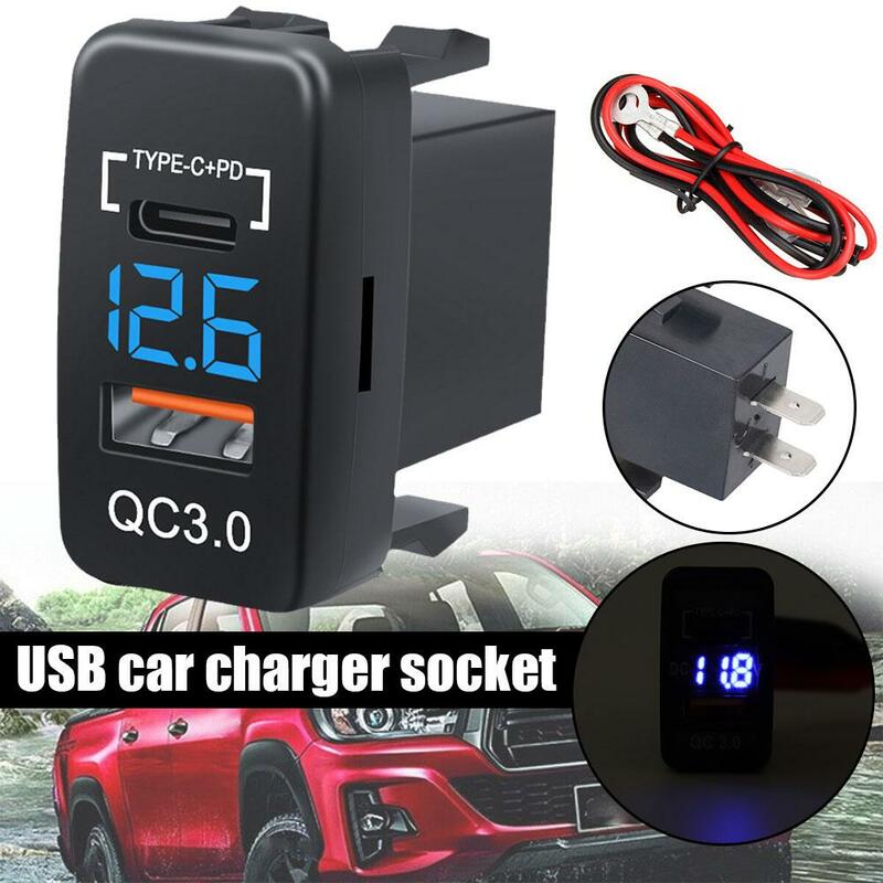 Car Charger Dual USB C PD Ports Phone Quick Charge QC3.0 Auto Adapter Phone 12V Car Cigarette Lighter Socket Charger For TO F8N0