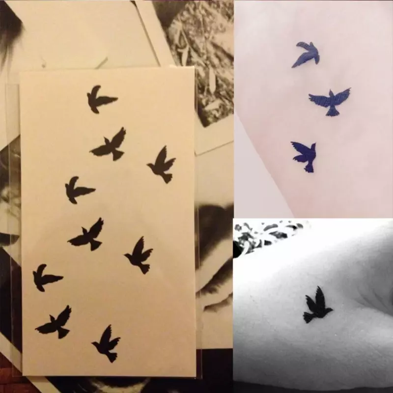 Pegatinas de tatuaje de pájaro, 1 hoja