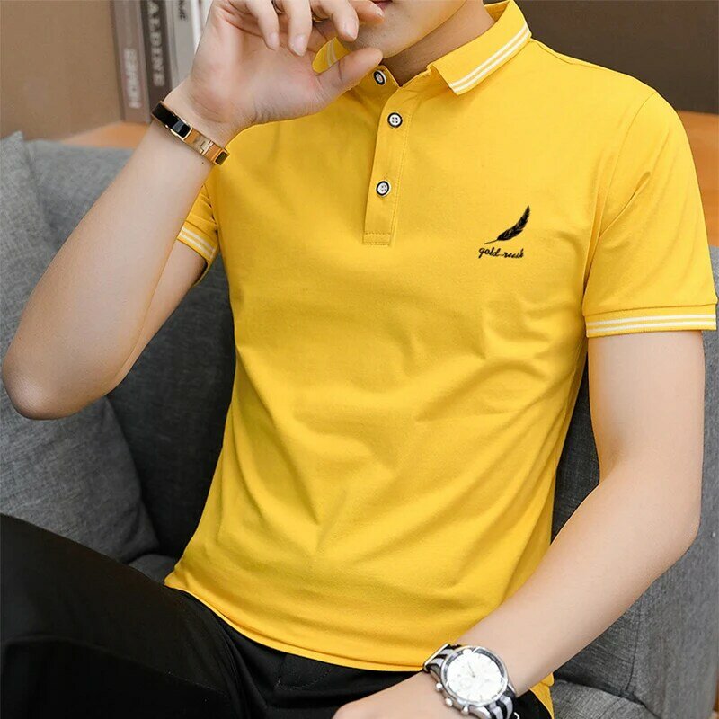 Męska letnia koszulka POLO z krótkim rękawem męska koszulka Casual młodzieżowe biznesu modne koreańskie ubrania koszulka polo