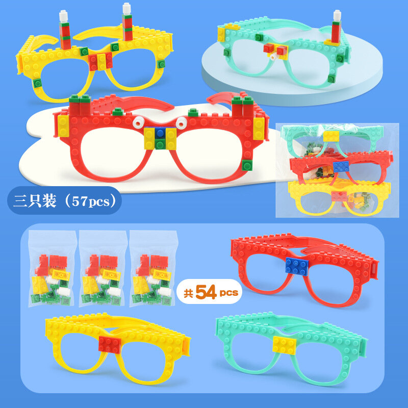 Blocchi di costruzione fai da te occhiali simulazione piccole particelle per bambini blocchi assemblati varietà di giocattoli puzzle creativi