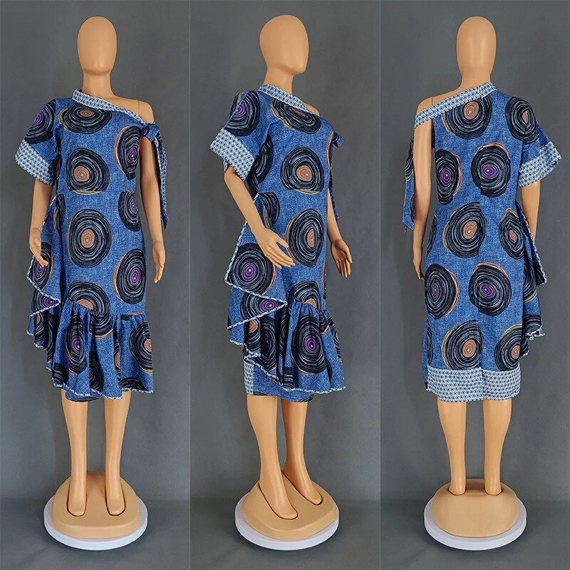 Sukienki afrykańskie dla kobiet eleganckie afrykańskie suknie z odzież z afryki z krótkim rękawem z poliestrowym wieczorowa dopasowana sukienka Dashiki