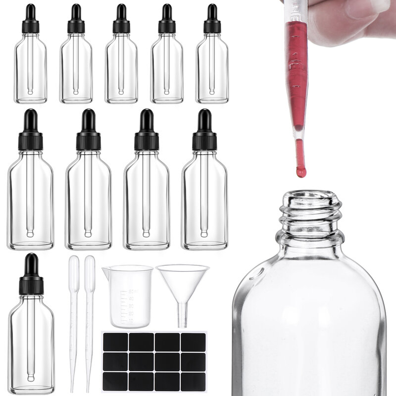 10 Pack Glass Dropper Bottles with Eye Dropper Glass Droppers Black Cap