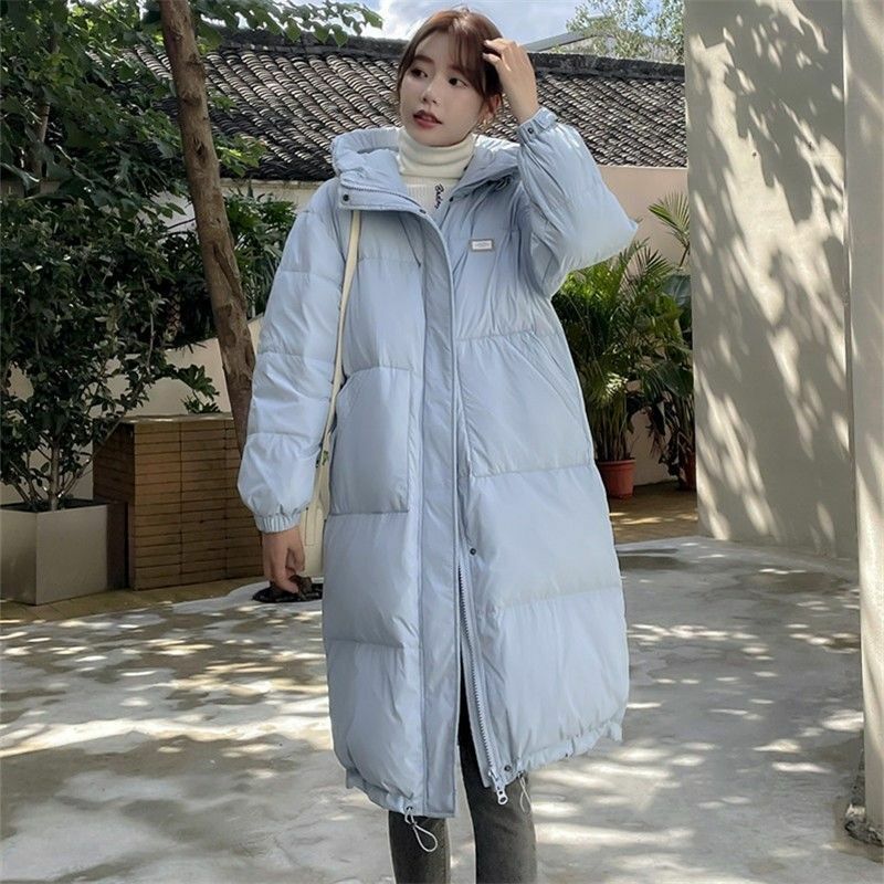 Chaqueta de plumón para mujer, abrigo de longitud media, parka holgada y gruesa con capucha, a la moda, novedad de 2023