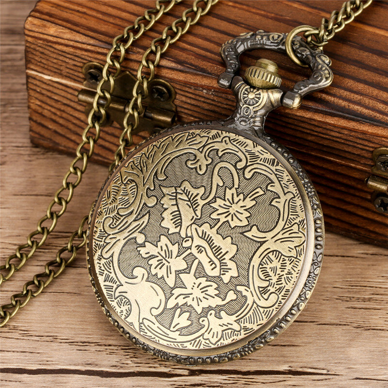 Часы наручные ажурные в винтажном стиле для мужчин и женщин, кварцевые аналоговые карманные часы с арабскими цифрами, цепочкой с подвеской и ожерельем в стиле Джорджии