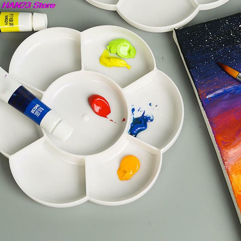 2 stücke Neue Mini Runde Weiß Farbe Palette Tablett Keramik für Acryl Öl Aquarell Gouache Handwerk DIY Kunst Einfach zu waschen