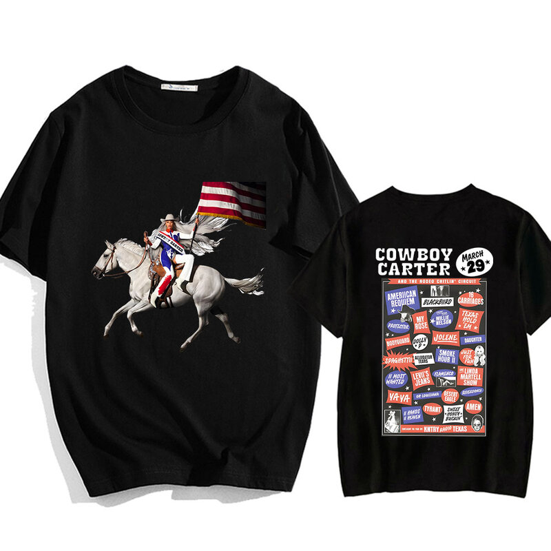 Camiseta con estampado gráfico de Cowboy Carter para mujer y hombre, ropa de calle de algodón de manga corta para verano