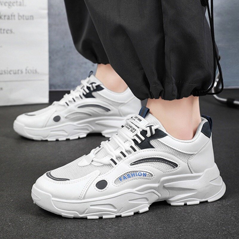 Массивные кроссовки 2024, летняя модная дышащая обувь для бега, Женская удобная обувь для мужчин, теннисные кроссовки на платформе со шнуровкой