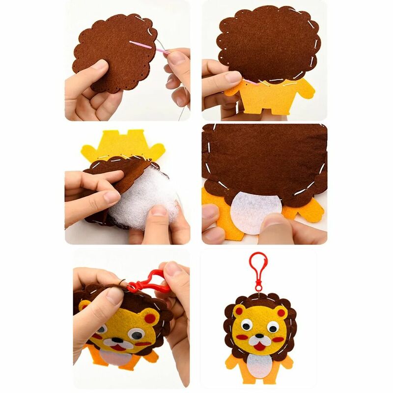Montessori Toy Baby DIY Animal Pendants Handicrafts Cartoon Animal Arts Crafts Non-woven Charms Keychain Material Package