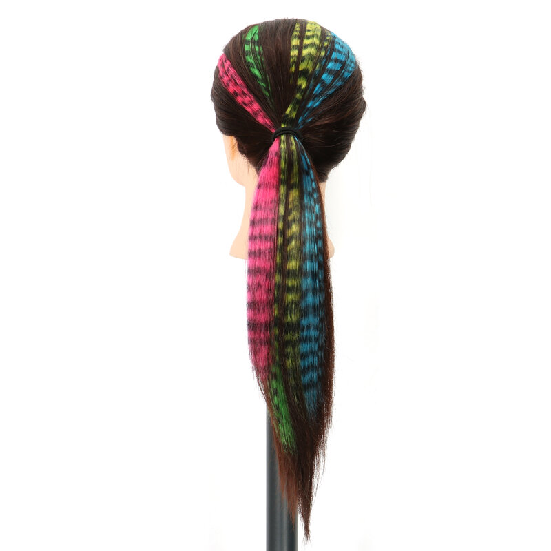 Synthetische 18 "Veren Haar Clip In Een Stuk Haarverlenging Diy Kleurrijke Haarstukje Voor Mode Mooie Meisjes