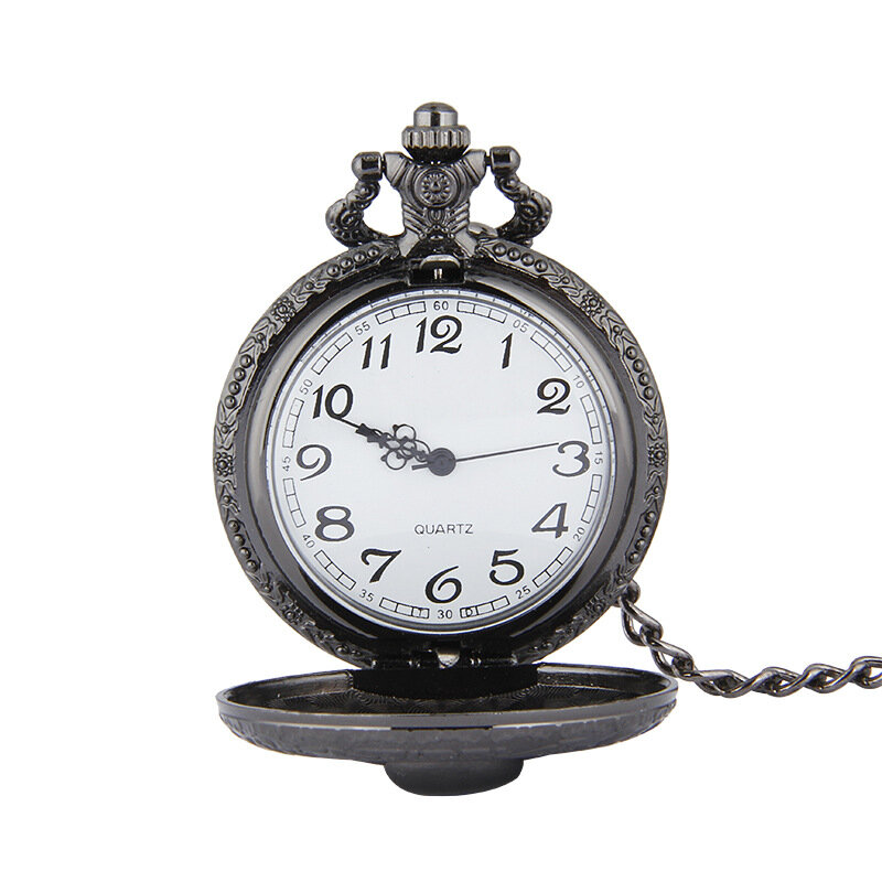 Часы мужские кварцевые карманные в стиле стимпанк с черепом, с цепочкой на шею 80 см