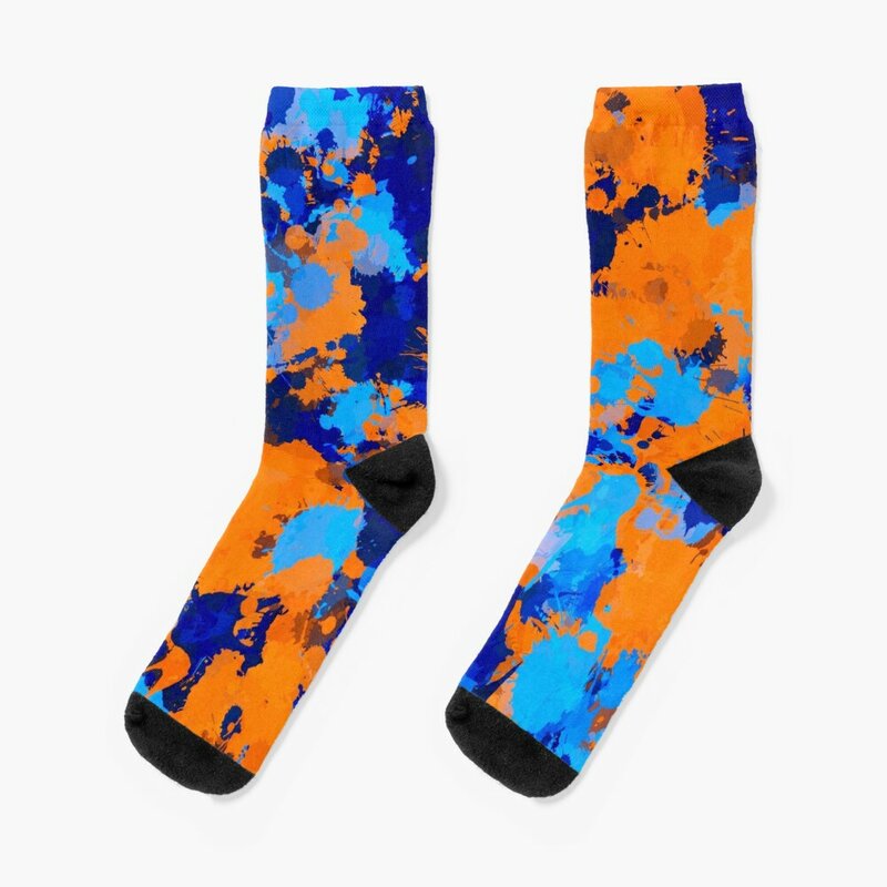 Blaue und orange Farbe Splatter Socken Crossfit Lose Sport Argentinien Herren Socken Damen