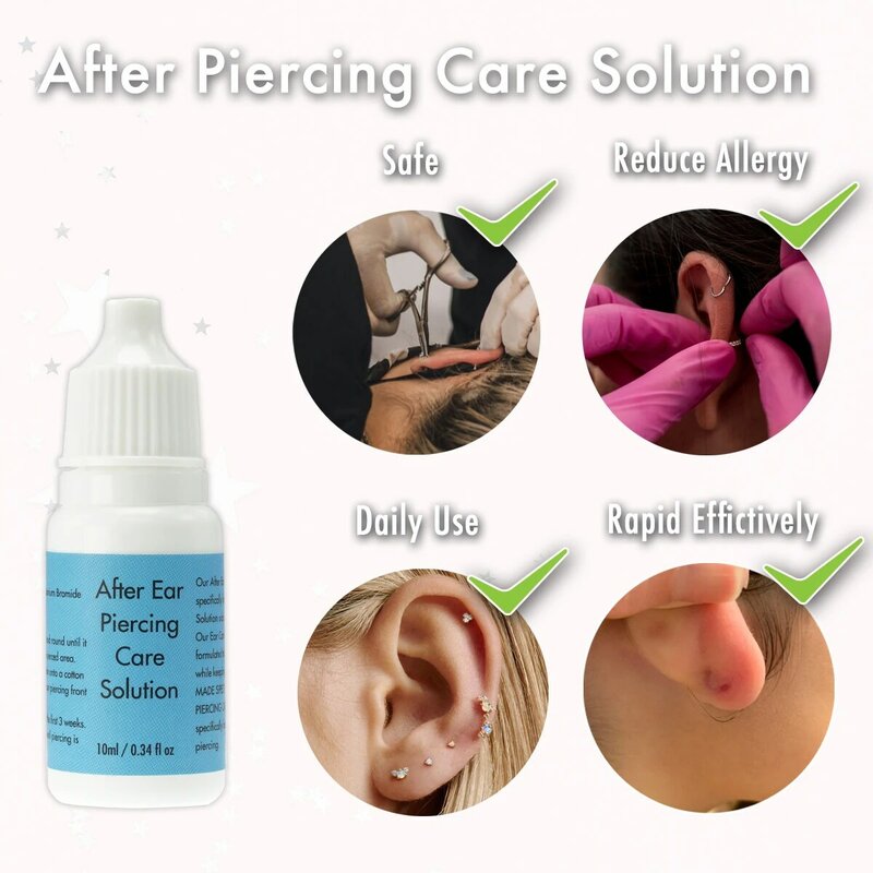 1pc após a orelha piercing cuidado solução fórmula segura limpador desinfecção nariz corpo piercer aftercare reduzir alergia portátil