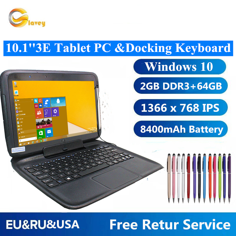 10.1 cali 3E Windows 10 Tablet PC 2GBDDR + 64GB ROM z klawiatura dokująca piórem 1366 * ekran 768 IPS podwójny aparat pojemnościowy rysik