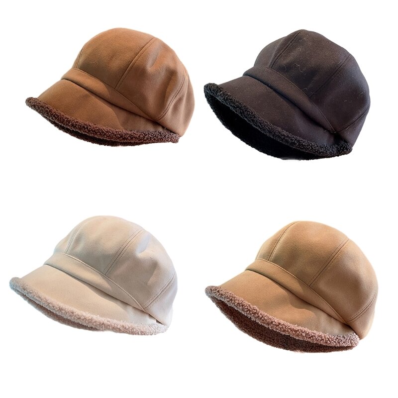 두꺼운 봉제 베레모 모자 소녀 빈티지 운전사 모자 프랑스 양동이 모자 머리 장식