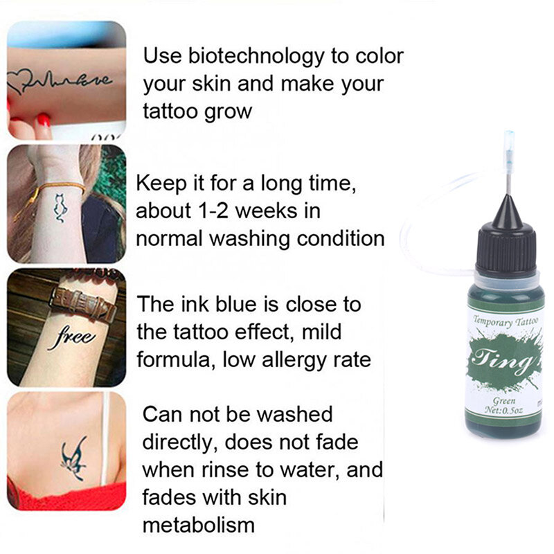 Tinta de jugo de tatuaje de Henna temporal de 10ml, Gel de fruta orgánico Natural para pintura corporal, pasta de tatuaje de bricolaje impermeable segura y duradera, 6 colores