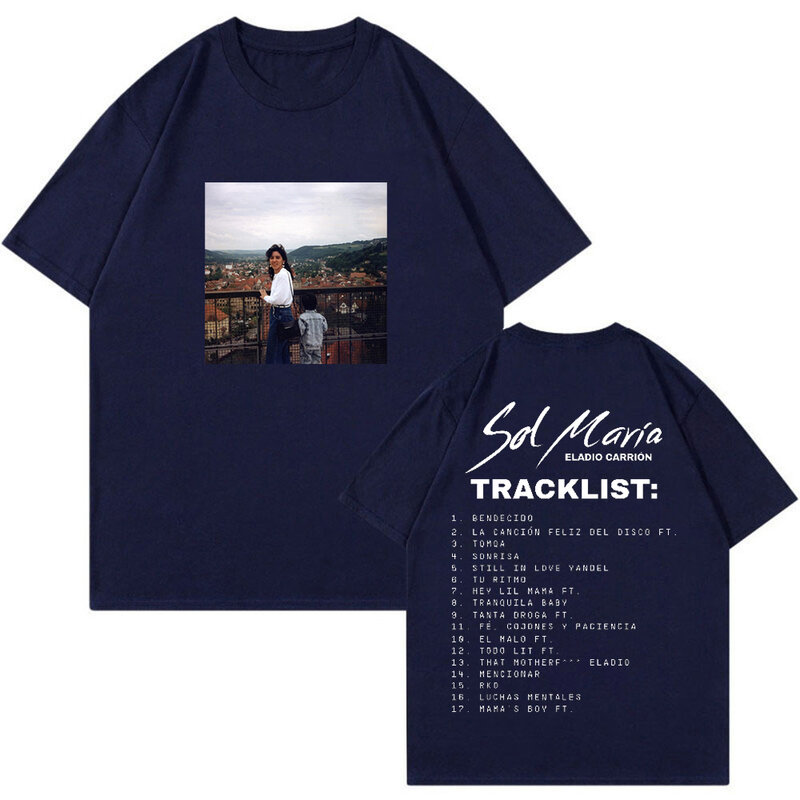 Eladio Carrion Sol Maria Album T-Shirt 2024 Tour Merch Crewneck Korte Mouw T-Shirt Dames Streetwear Mode Kleding