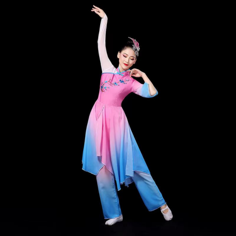 Vestiti di danza cinese donne Hanfu costumi di danza classica femminile elegante Fan Dance Yango Performance abbigliamento abiti