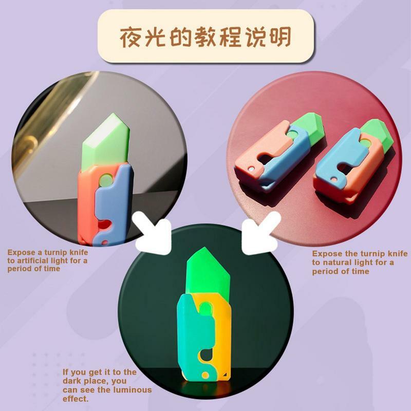 Retrátil Carrot Knife Toy, impressão 3D, cortador de gravidade, brinquedos sensoriais, portátil Anger Relief Toy para viagens ao ar livre, Subway Working