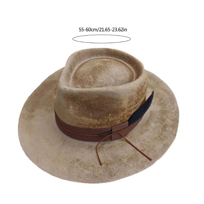 Cappello Fedora elegante per cappello da donna in lana da festa maschile con cintura Costume da gioco ruolo Cappello da per