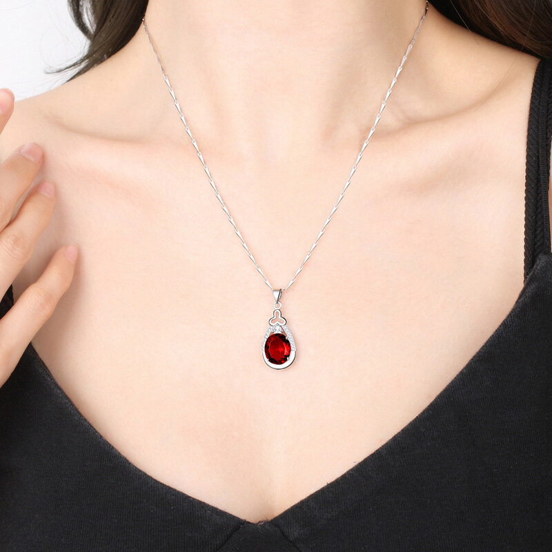 KOFSAC Occident Fashion S925 Silver Necklace For Women Beautiful Fine Zircon Water Droplets Pendant Necklaces Wedding Jewelry