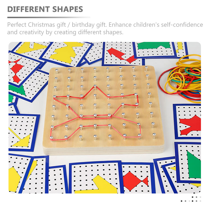 Di legno Geoboard geometria Geoboard Puzzle Board geometrica educazione matematica Toy Board con pennarelli per bambini