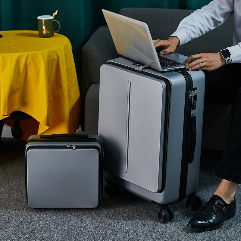 Equipaje rodante con bolsa para portátil para hombre, Maleta de viaje de negocios con ruedas universales, caja de PC, 20 y 24 pulgadas, novedad