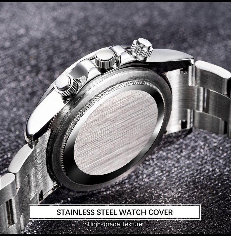 PLADEN Business Watch For Men Chronograph Waterproof Wristwatch Quartz Multifunctional Stainless Steel Relogio Masculino New
