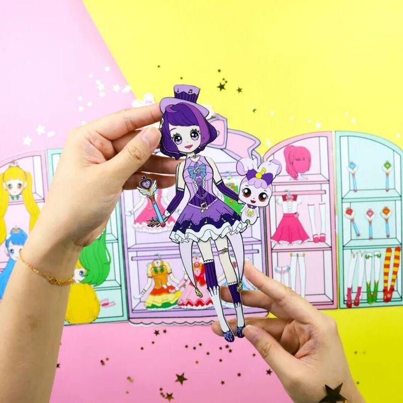 Play Repeatedly Paper Doll House Girl DIY Toy Handmade DIY Cute Princess Book Manual Sticker Cartoon Paper Doll Quiet Book