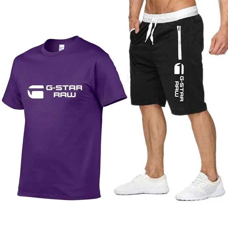 2024 neue Sommer Herren Trainings anzug Baumwolle T-Shirts Shorts 2 Stück Sets Anzug Sportswear Freizeit Herren bekleidung