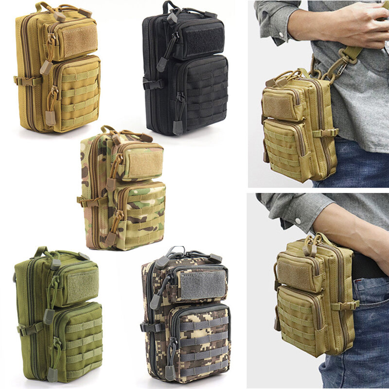 Sac banane militaire multifonction Dulpowder, sac à main EDC, portefeuille, sacs de support pour téléphone, camping, randonnée, chasse