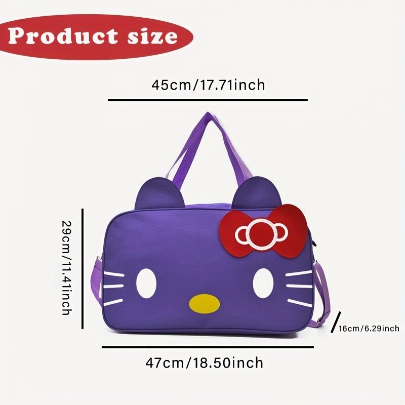 Sanrio-女性のためのハローキティトラベルバッグ、防水、大容量、漫画のダッフルバッグ、ポータブルショートトリップバッグ、スポーツバッグ、かわいい、1個