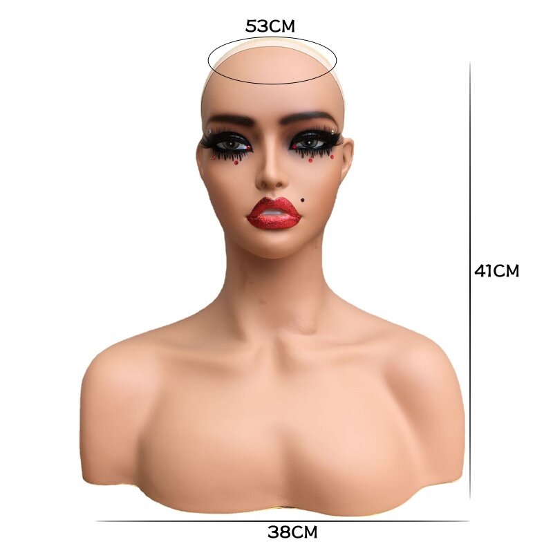 Tête de Mannequin Femme en PVC avec Tête DUNIHead Initiée pour Perruques et Présentoir de Colliers, Accessoire de Maquillage Européen et Américain