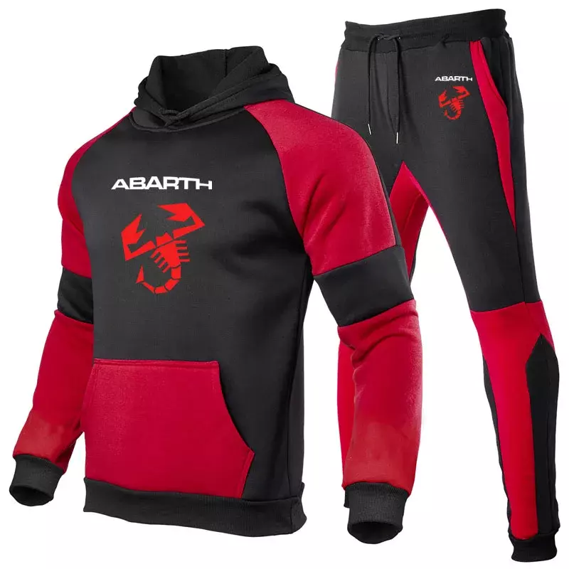 Frühling Herbst Mode Hoodies Männer Abarth Logo Print Männer Hoodie hochwertige reine Baumwolle Casual Sportswear zweiteilig