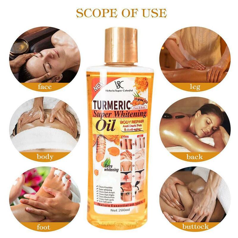 Aceite Esencial de cúrcuma para masaje corporal, difusor hidratante de aromaterapia para el cuidado de la cara y el cuerpo, 200ml