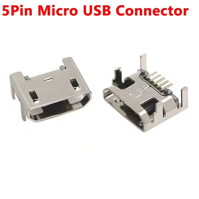 Kualitas Tinggi Mikro USB Tipe B 5pin Soket Perempuan 4 Kaki Vertikal Konektor Solder UNTUK PCB Mesin Pintar Konektor Antarmuka