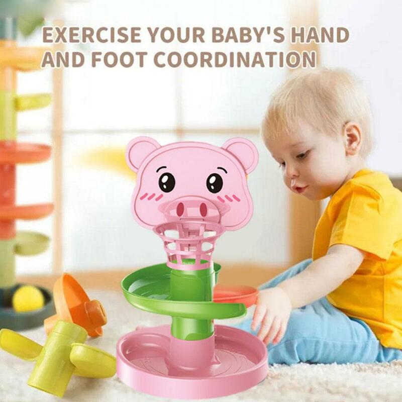 Baby Toys Rolling Ball Pile Tower Early Educational Toy For Babies Rotating Track Educational Baby Gift Stacking Toy For Ki V9q4