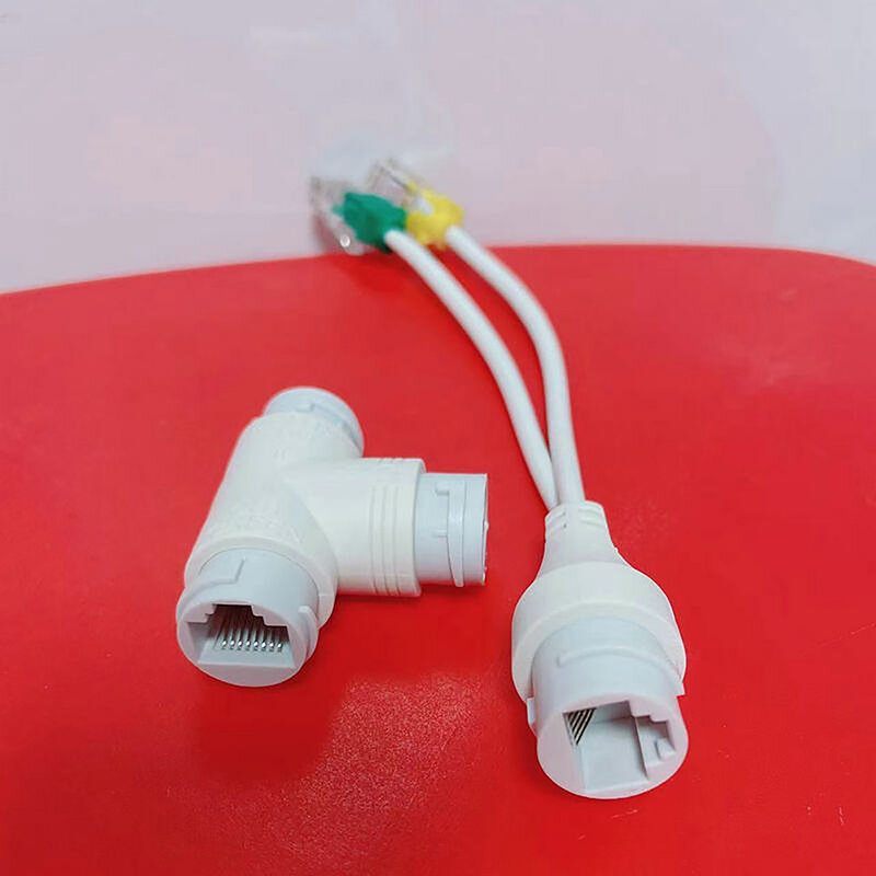 POE adaptor Splitter Ethernet, satu kabel jaringan dua kamera Splitter Combiner konverter konektor