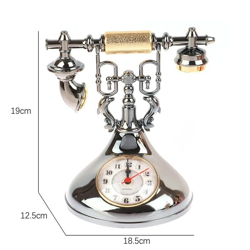 Reloj despertador de estilo europeo Retro, péndulo, teléfono, clásico, pequeño, Decoración de mesa
