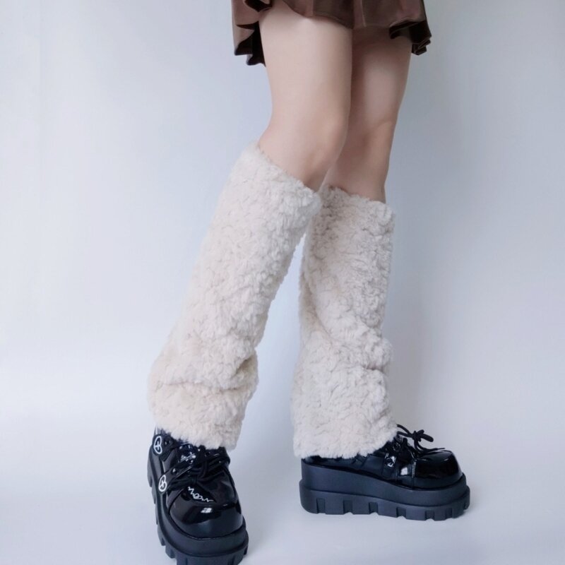 ผู้หญิง Faux Furs ขาอุ่น Party เครื่องแต่งกาย Warm Fuzzy ขาอุ่น Boot Cuffs ฝาครอบ F0S4