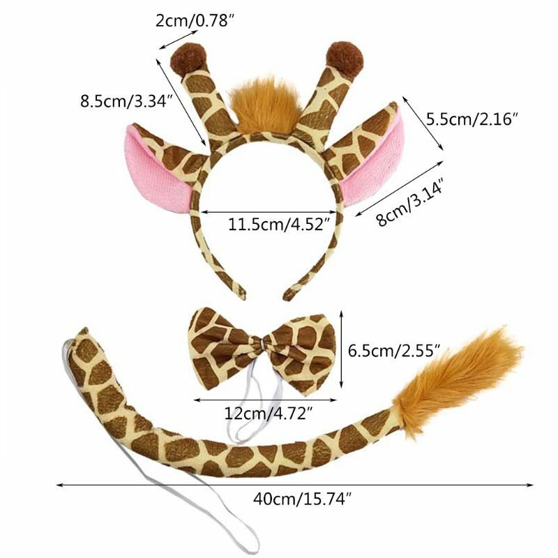 N80C Plush Giraffes Headband Giraffes Ear Hair Hoop Headwear Cartoon Plush Giraffes