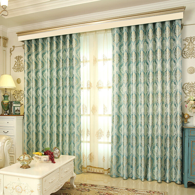 Cortinas simples europeas para sala de estar, comedor, dormitorio, cortina de Color crema, cortina de cabeza de cenefa de tela acabada