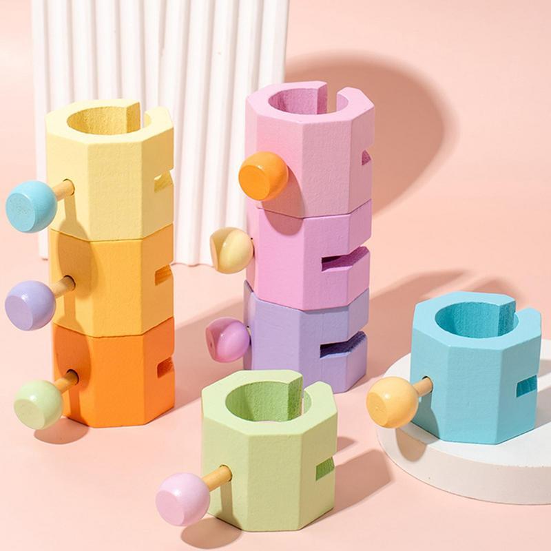 Blocchi di legno blocchi di legno Splicing per creare varie forme Montessori prescolare impilabile blocchi per bambini ordinamento di forme