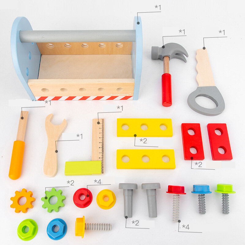 테이크 어롱 도구 키트, 가상 놀이 도구 세트, 남아 또는 여아용 선물, 교육용 DIY 나무 너트 조립 장난감