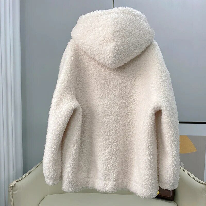 PUDI-abrigo de piel de lana para mujer, chaqueta de invierno para niña, Parka de esquilar de oveja Real, CT1111